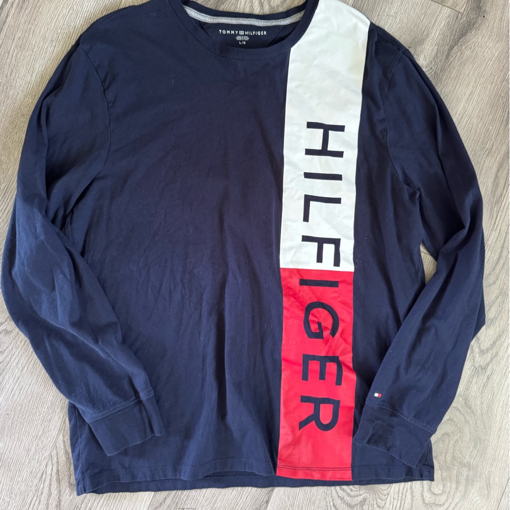 Tommy Hilfiger Navy Shirt with Red and White Logo